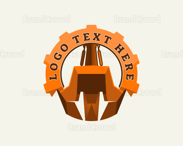 Excavator Cog Backhoe Logo