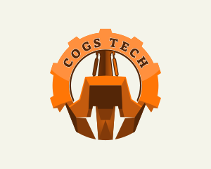 Excavator Cog Backhoe logo design