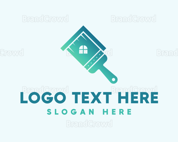 Gradient House Paintbrush Logo