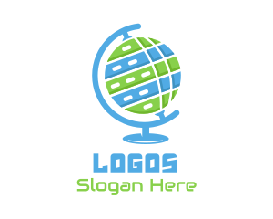 Data Technology - Tech World Globe logo design