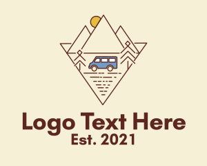 Glamping - Mountain Trailer Van logo design