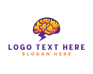 Iq - Brain Lightning Mind logo design