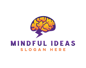 Thought - Brain Lightning Mind logo design