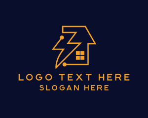 House - Lightning Bolt House Connector logo design
