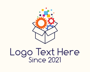 Pixels - Multicolor Gear Box logo design