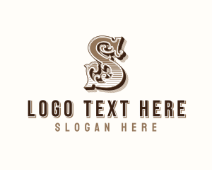 H&S Initial logo. Ornament ampersand monogram golden logo Stock Vector