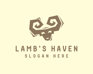 Lamb - Ram Face Silhouette logo design