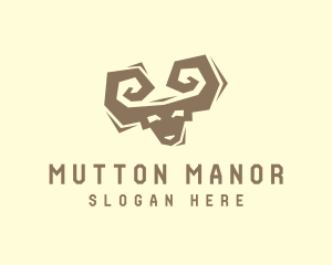 Mutton - Ram Face Silhouette logo design