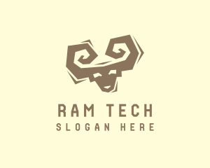 Ram Face Silhouette  logo design