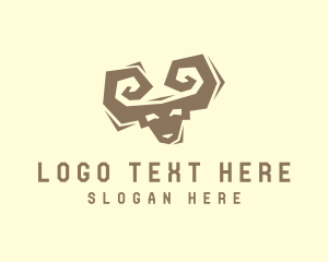 Horns - Ram Face Silhouette logo design