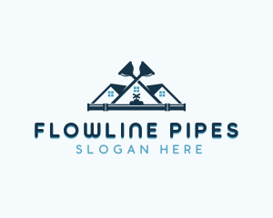 Plunger Pipes Plumbing logo design