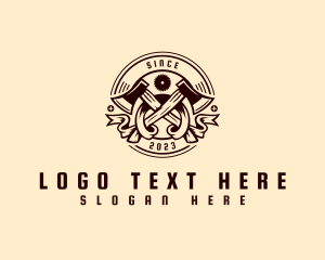 Log - Axe Saw Tool Lumberjack logo design