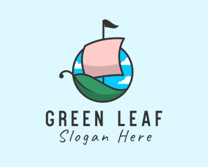 Leaf Caravel Boat logo design