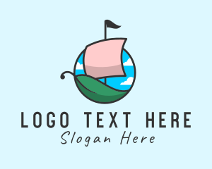 Bio - Leaf Caravel Boat logo design