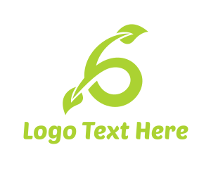 Number 6 - Green Vine Six logo design