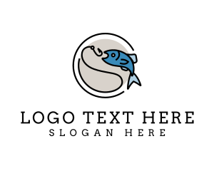 Aqua - Minimalist Fish Hook logo design