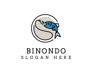 Salmon - Minimalist Fish Hook logo design