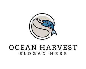 Aquaculture - Minimalist Fish Hook logo design