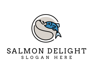 Salmon - Minimalist Fish Hook logo design