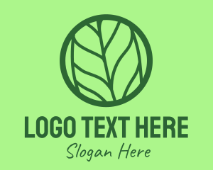Tea House - Green Leaf Badge logo design