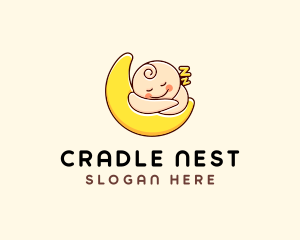 Cradle - Sleeping Baby Moon logo design