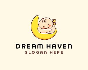 Sleep - Sleeping Baby Moon logo design