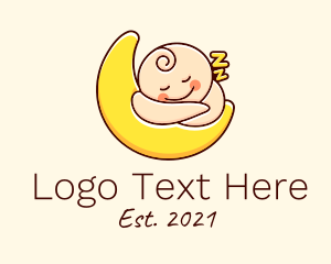 Baby - Sleeping Baby Moon logo design