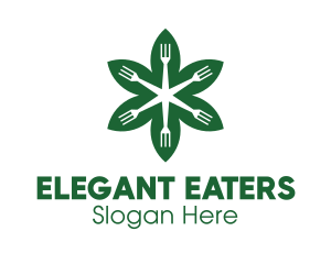 Silverware - Green Flower Fork logo design