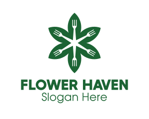 Green Flower Fork logo design