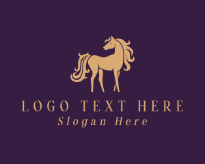Stable - Gold Stallion Horse logo design