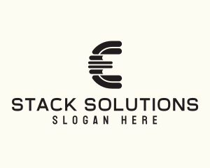 Stack - Book Stack Letter E logo design