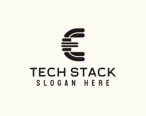 Stack - Book Stack Letter E logo design