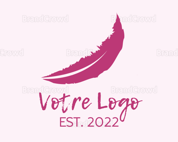 Pink Feather Watercolor Logo