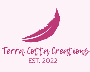 Pink Feather Watercolor  logo design