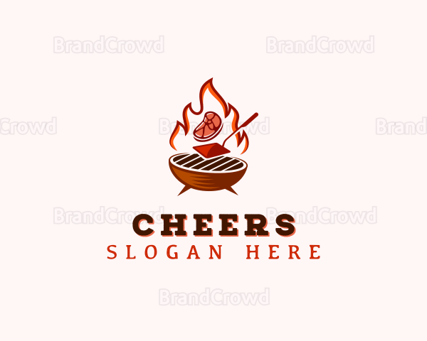 Flame Meat Barbecue Logo