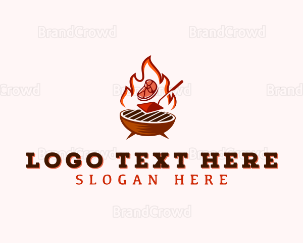 Flame Meat Barbecue Logo