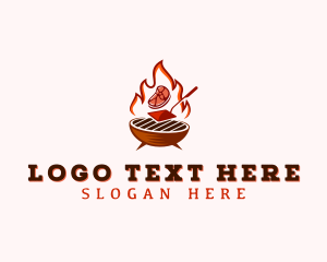 Steak - Flame Meat Barbecue logo design