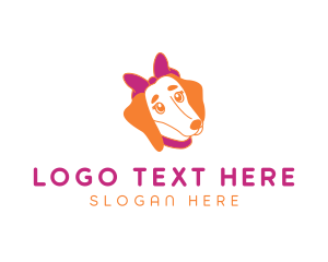 Daschund - Ribbon Female Dog logo design