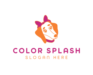 Ribbon Female Dog logo design