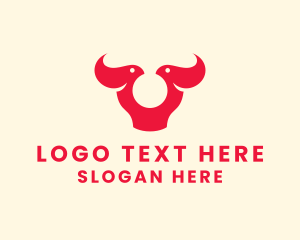Illustration - Bird Bull Horn logo design