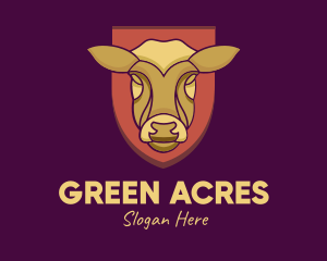 Grassland - Golden Cow Head logo design