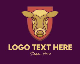 Steakhouse - Golden Cow Head logo design