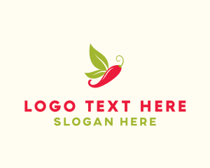 Spicy Food - Hot Chili Butterfly logo design