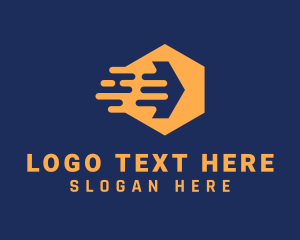 Moving Company - Orange Arrow Hexagon logo design