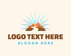 Land - Mountain River Sunrise logo design