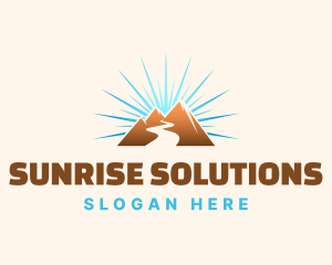 Dawn - Mountain River Sunrise logo design