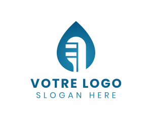Blue - Pipe Wrench Tool Droplet logo design