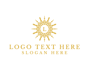 Resort - Sun Ornament Bohemian Mandala logo design
