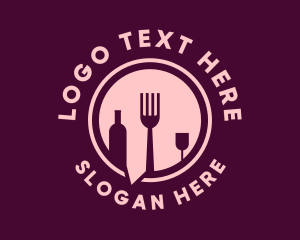 Food And Wine - Fine Dining Wine Restaurant logo design