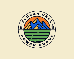 Backpacker - Mountain Field Journey logo design